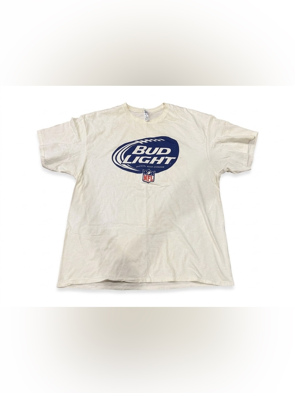 Vintage Bud Light NFL Shirt XL White Delta Pro Weight Official Beer Sponsor Tee